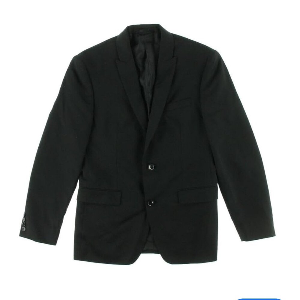 Bar III‎ Solid 2 Button Wool Black Slim Fit Blazer Coat Size 40L